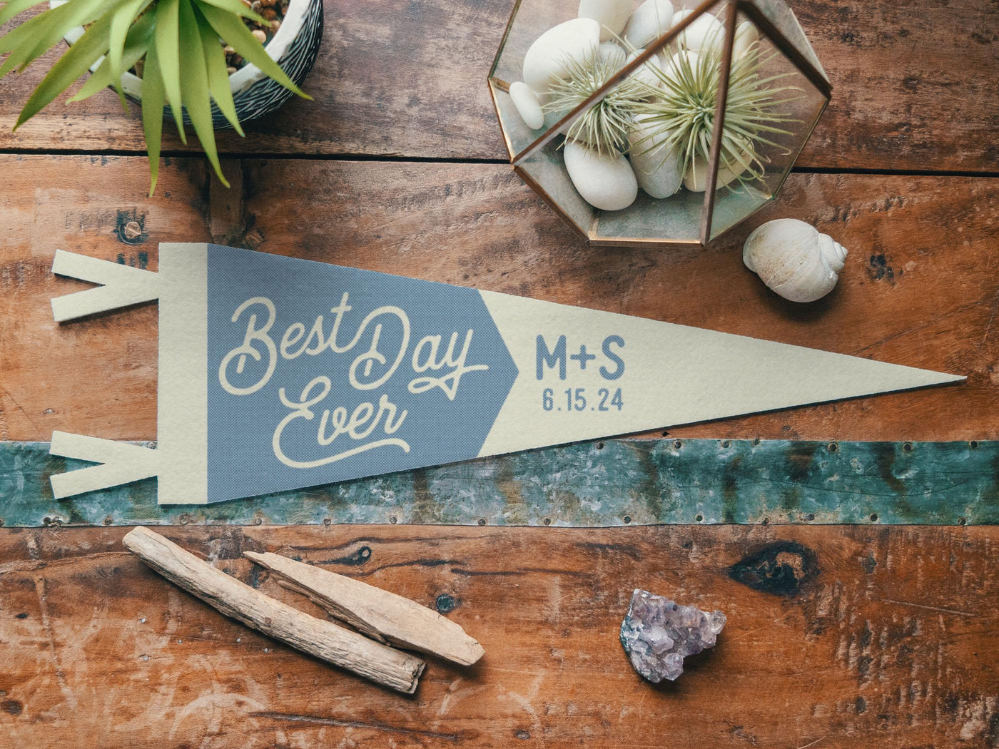 Personalized Heritage Wedding Sign Felt Pennant