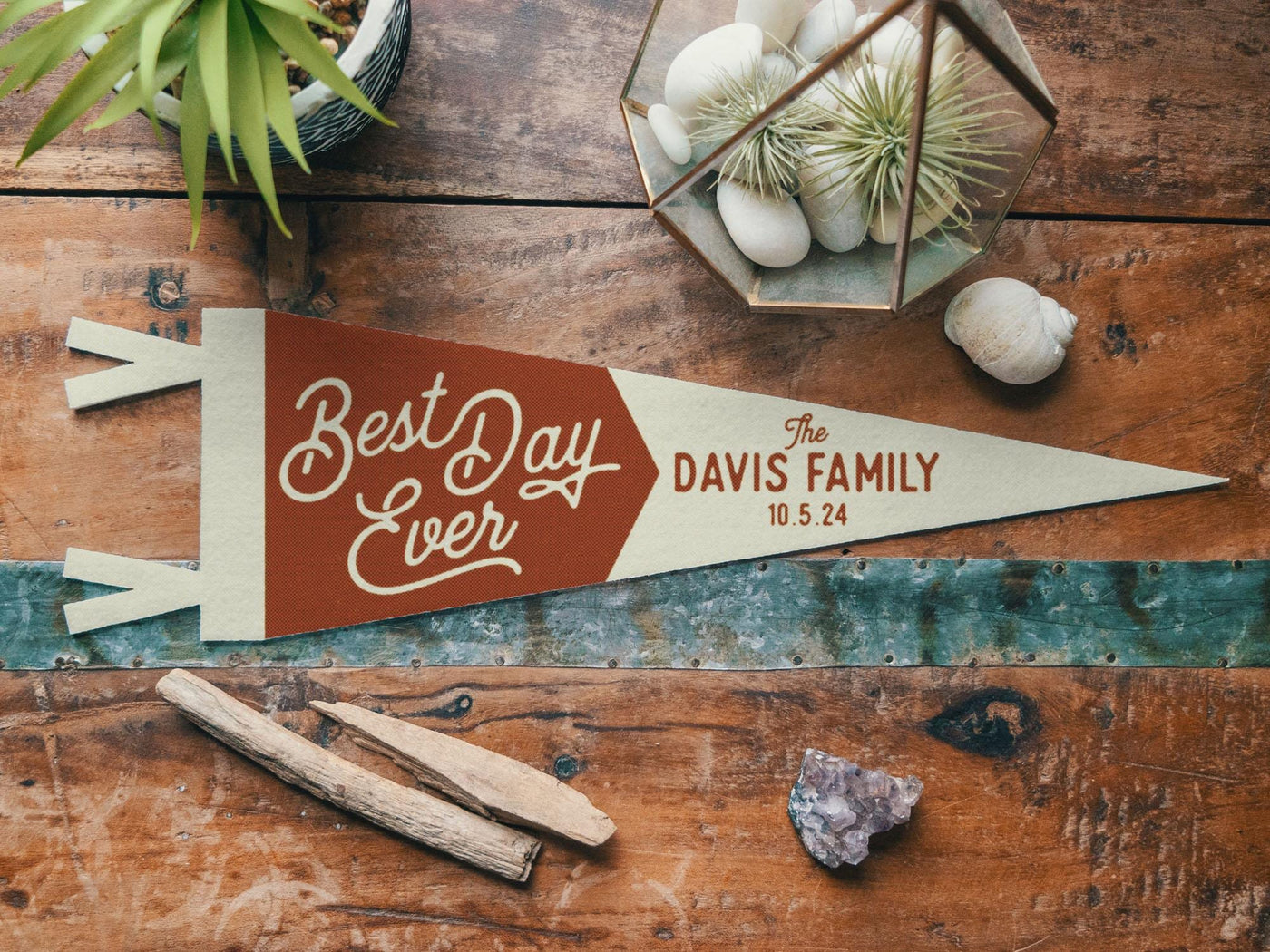 Personalized Heritage Wedding Sign Felt Pennant