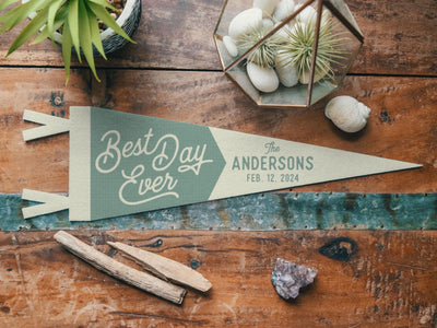 Personalized Heritage Wedding Sign Felt Pennant