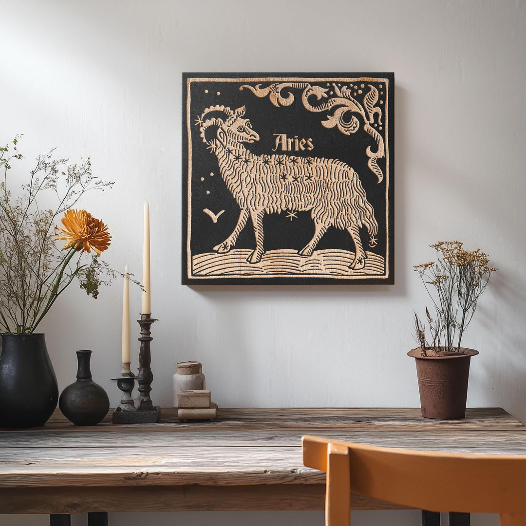 Aries Zodiac Engraved Illustration