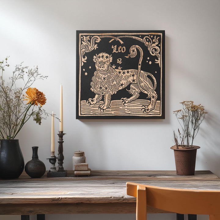 Leo Zodiac Engraved Illustration