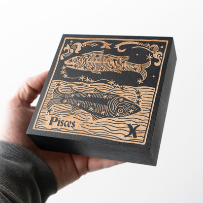 Pisces Zodiac Engraved Illustration