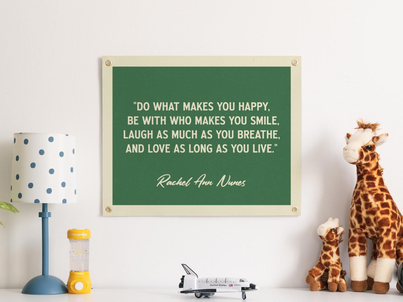 Do What Makes You Happy Rachel Ann Nunes Quote Felt Banner | Inspirational Life Wall Art, Motivational Print Gift, Office Living Room Accent