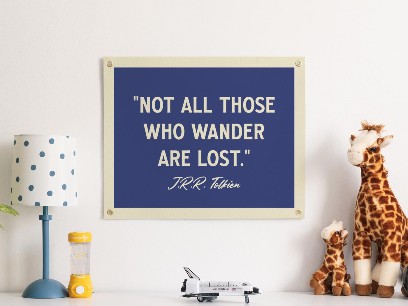 Not All Those Who Wander Are Lost J.R.R. Tolkien Quote Felt Banner | Inspirational Wall Art, Motivational Print Gift, Living Room Accent