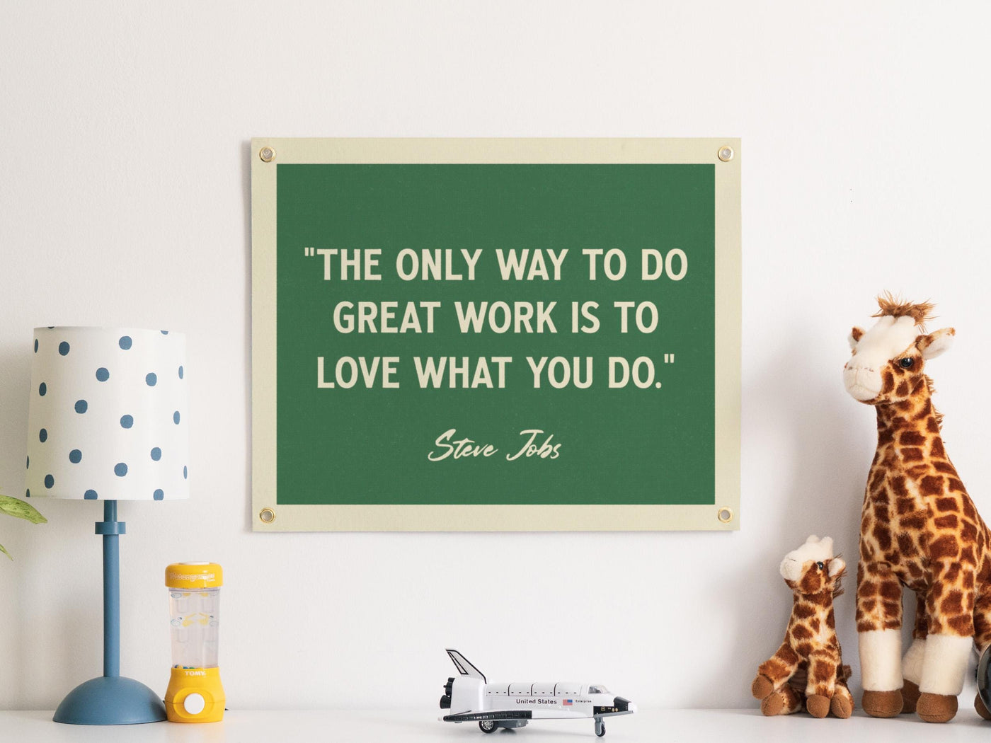 Love What You Do - Steve Jobs Quote Felt Banner | Inspirational Life Quote Wall Art, Motivational Print Gift, Office Living Room Accent