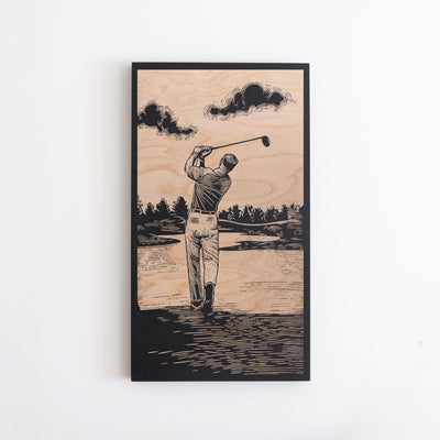 Vintage Golfer Engraved Illustration