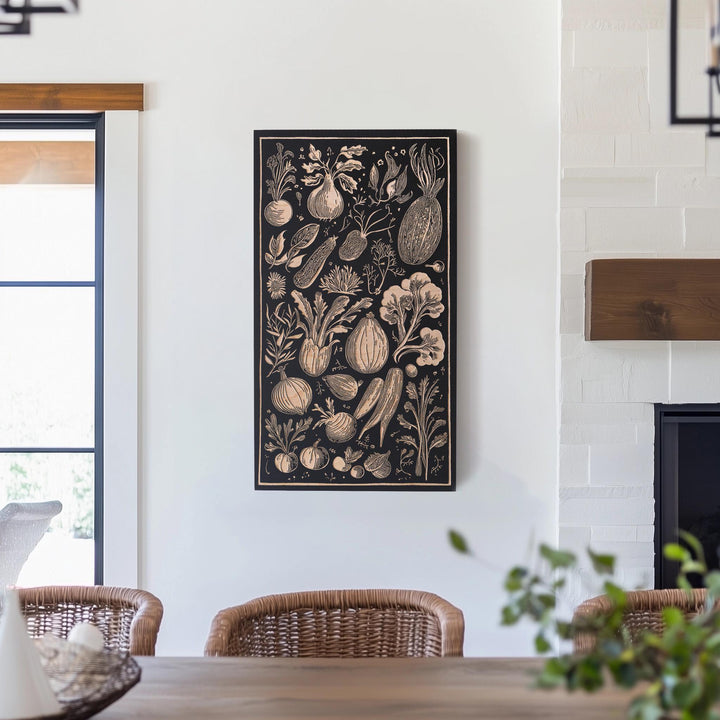 Garden Vegetables Engraved Illustration
