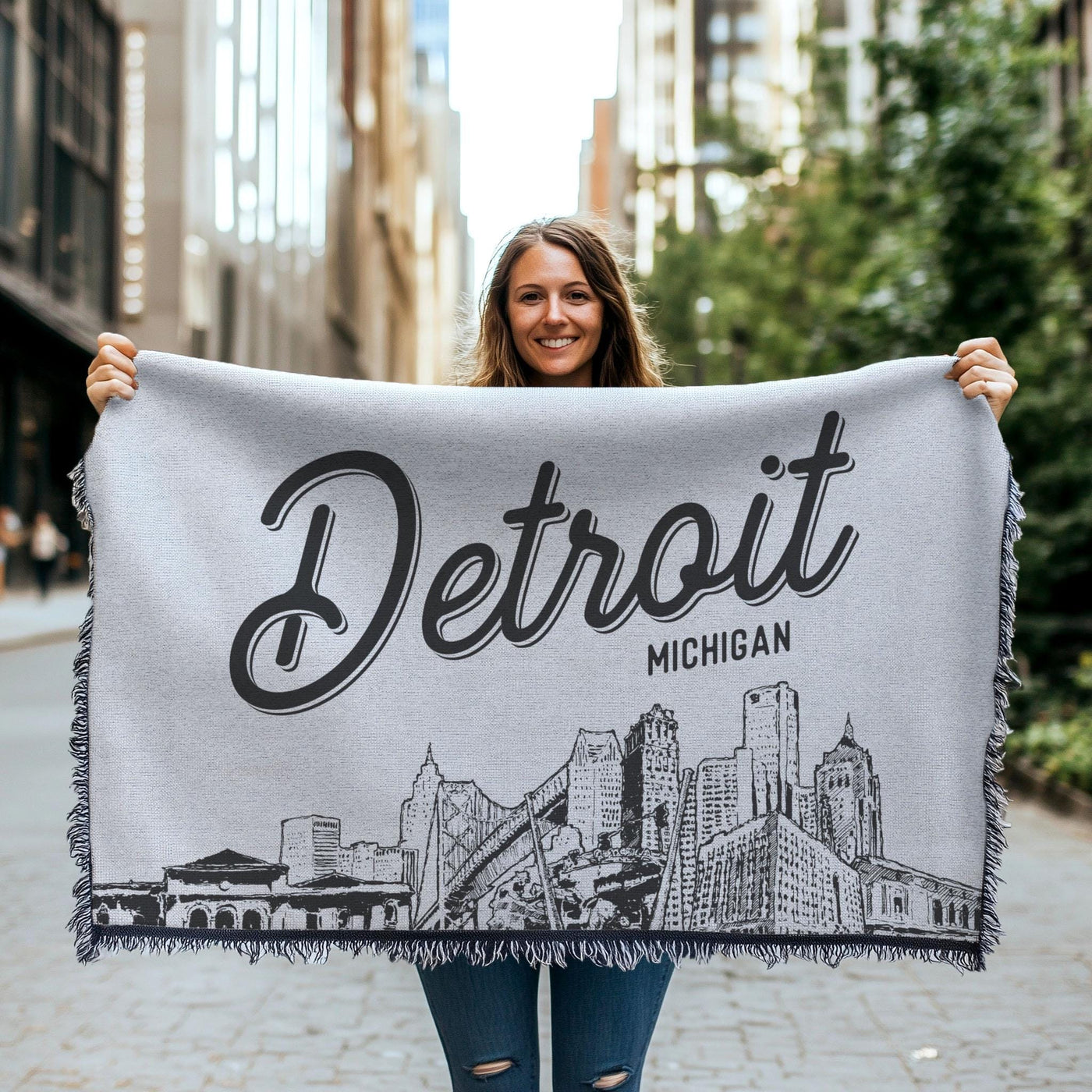 Detroit Michigan City Blanket