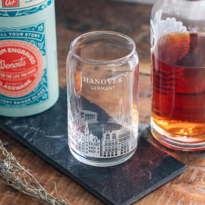 Hanover, Germany City Skyline Engraved Glasses | Hometown etched glassware. Beer, whiskey, wine & drinks. Housewarming and Travel gift