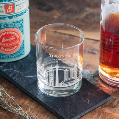 Toronto, Canada City Skyline Engraved Glasses | Hometown etched glassware. Beer, whiskey, wine & drinks. Housewarming and Travel gift