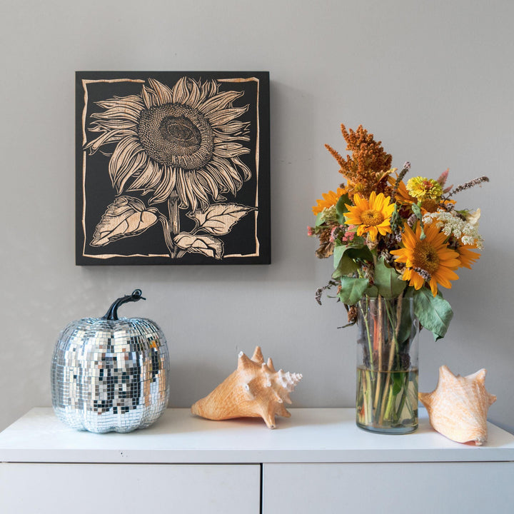 Sunflower Engraved Illustration