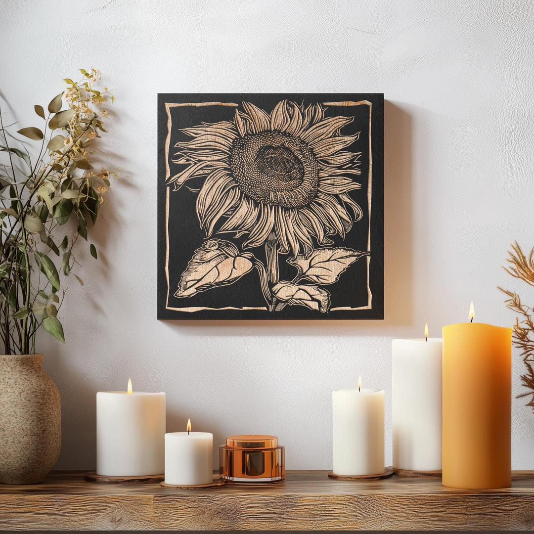 Sunflower Engraved Illustration