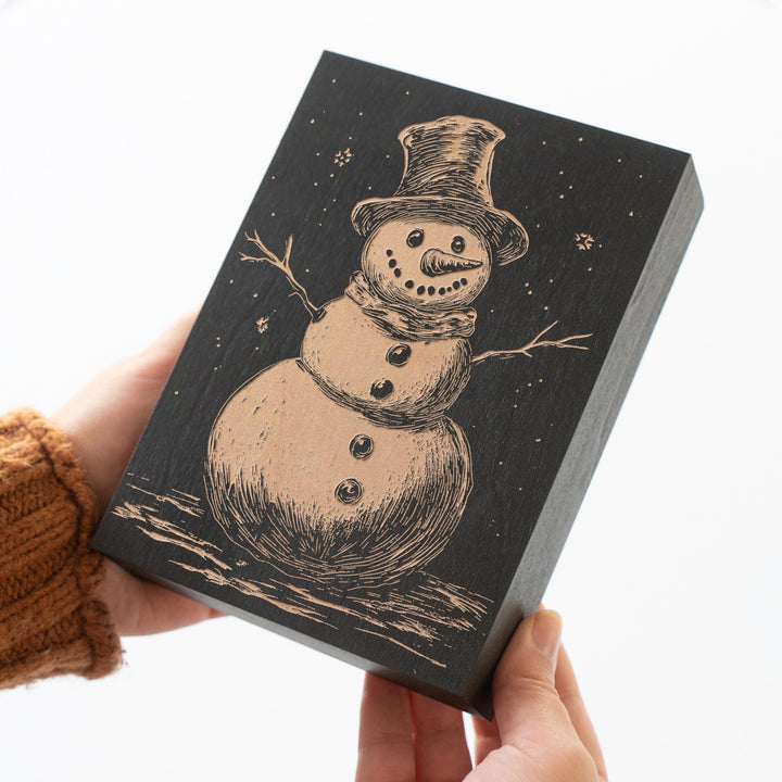 Classic Snowman Engraved Illustration