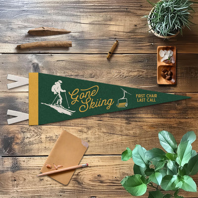 Gone Skiing Felt Pennant