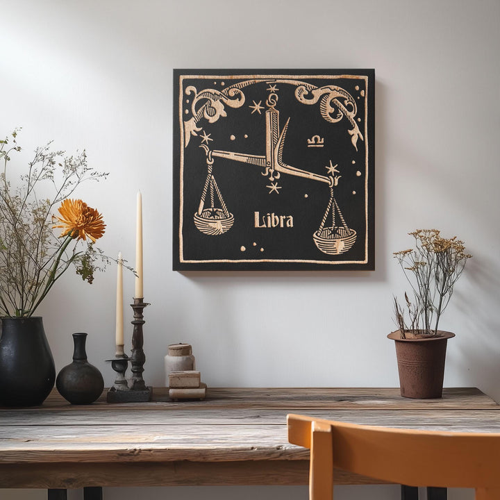 Libra Zodiac Engraved Illustration