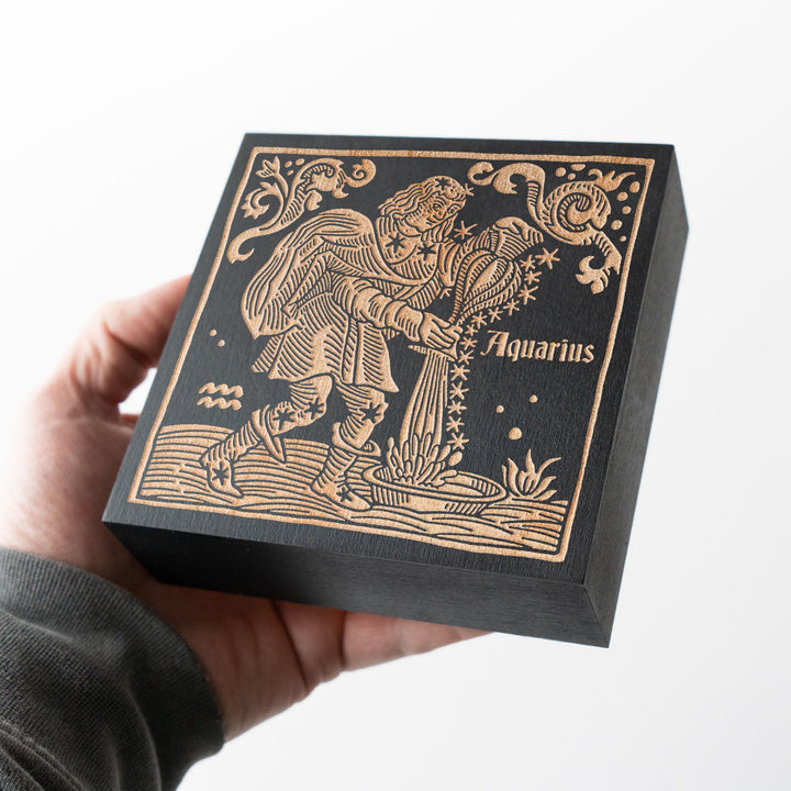 Aquarius Zodiac Engraved Illustration
