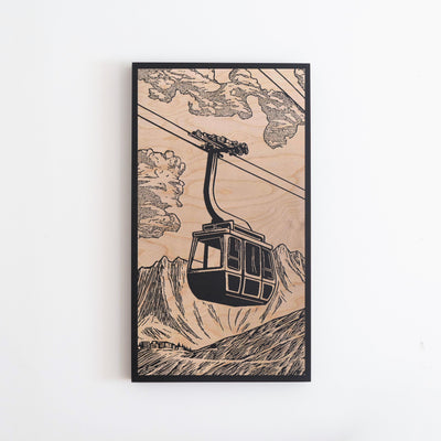 Vintage Ski Gondola Engraved Illustration