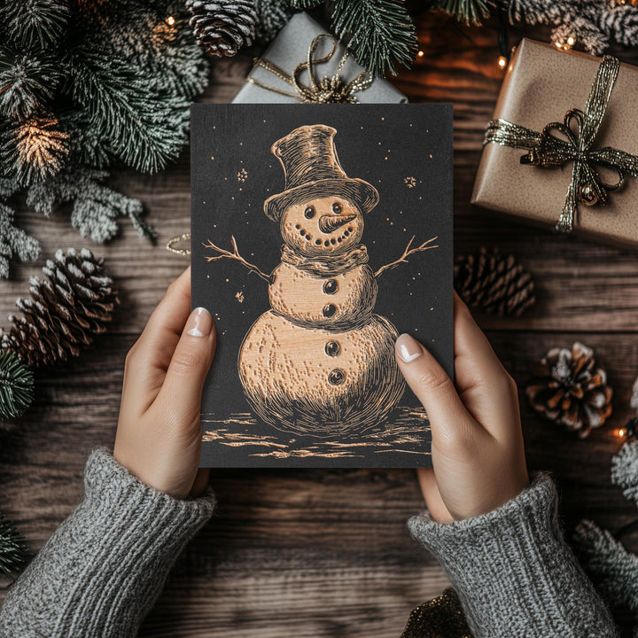 Classic Snowman Engraved Illustration