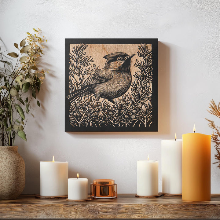 Chickadee Engraved Illustration