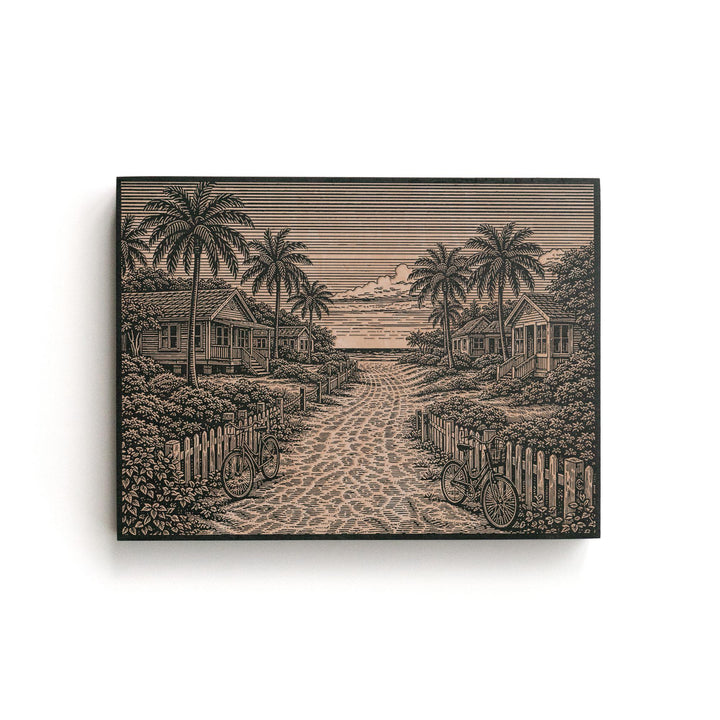 Tropical Beach Path Engraved Birch Art Panel