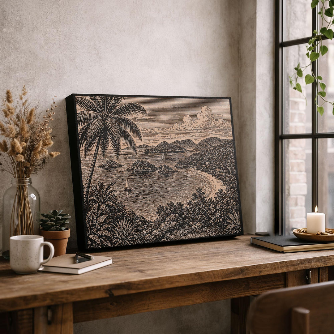 Virgin Islands Tropical Paradise Engraved Birch Art Panel
