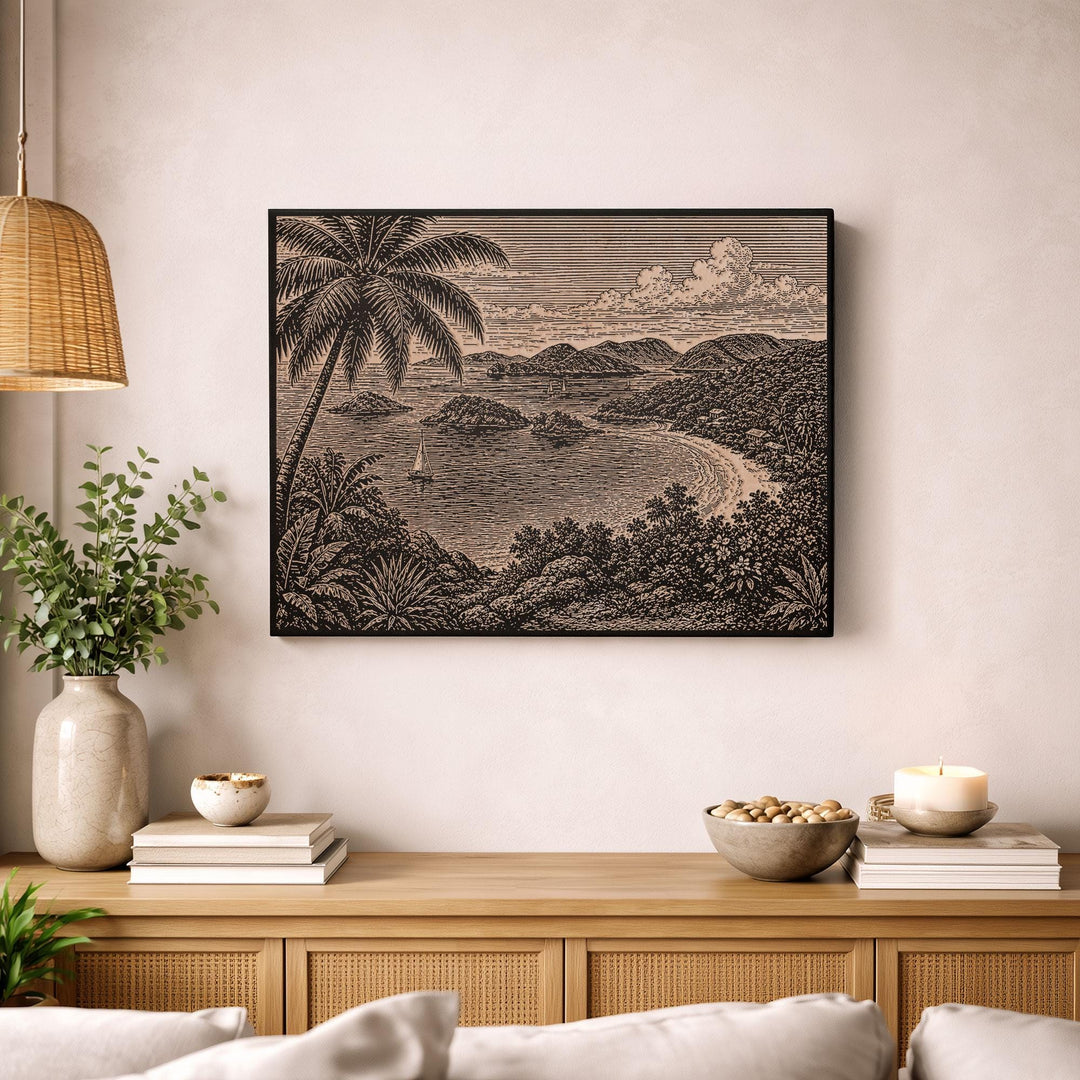 Virgin Islands Tropical Paradise Engraved Birch Art Panel