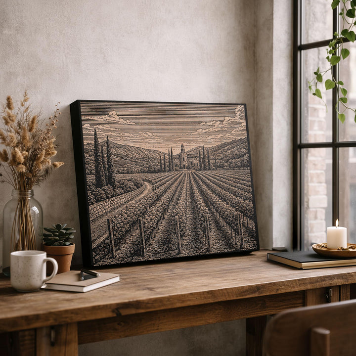 Napa Valley Vineyard Engraved Birch Art Panel