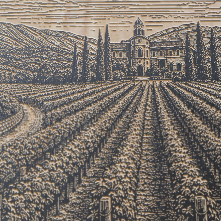 Napa Valley Vineyard Engraved Birch Art Panel