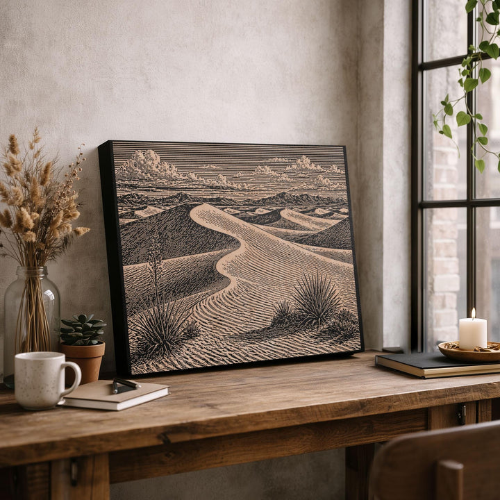 White Sands Dune Flow Engraved Birch Art Panel