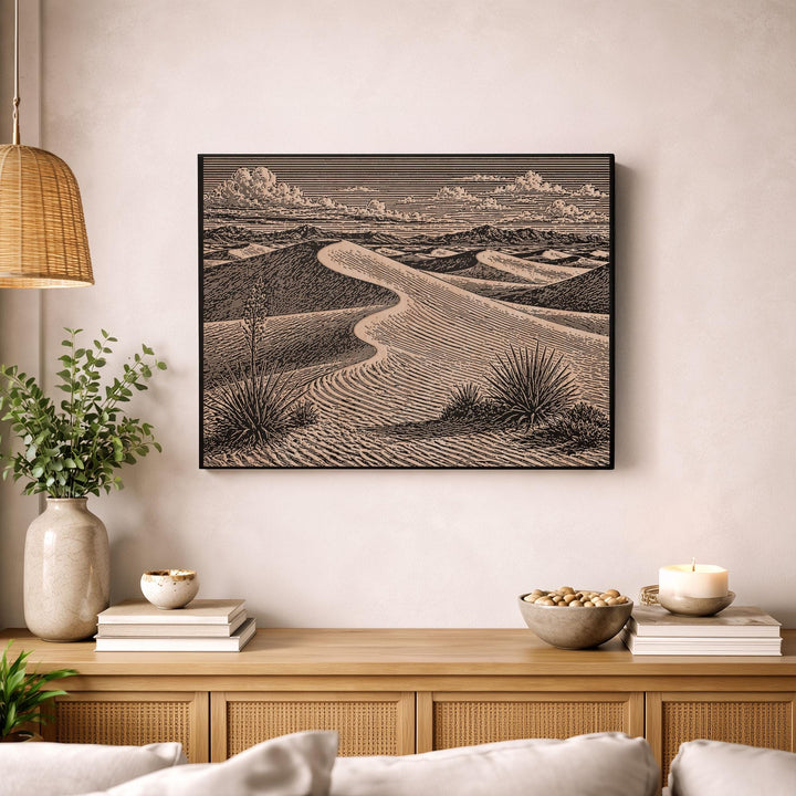 White Sands Dune Flow Engraved Birch Art Panel