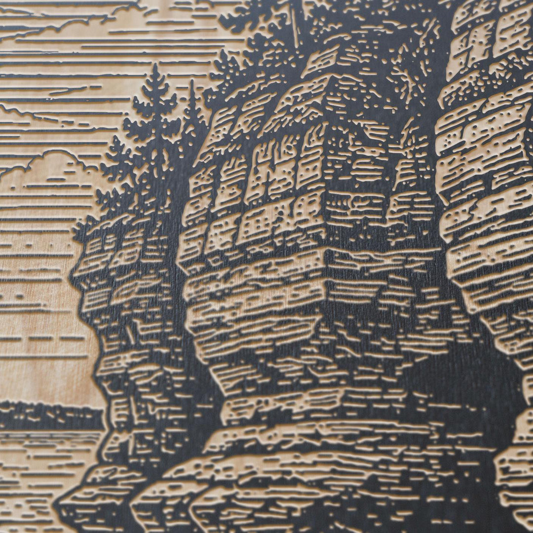 Apostle Islands Red Cliffs Engraved Birch Art Panel