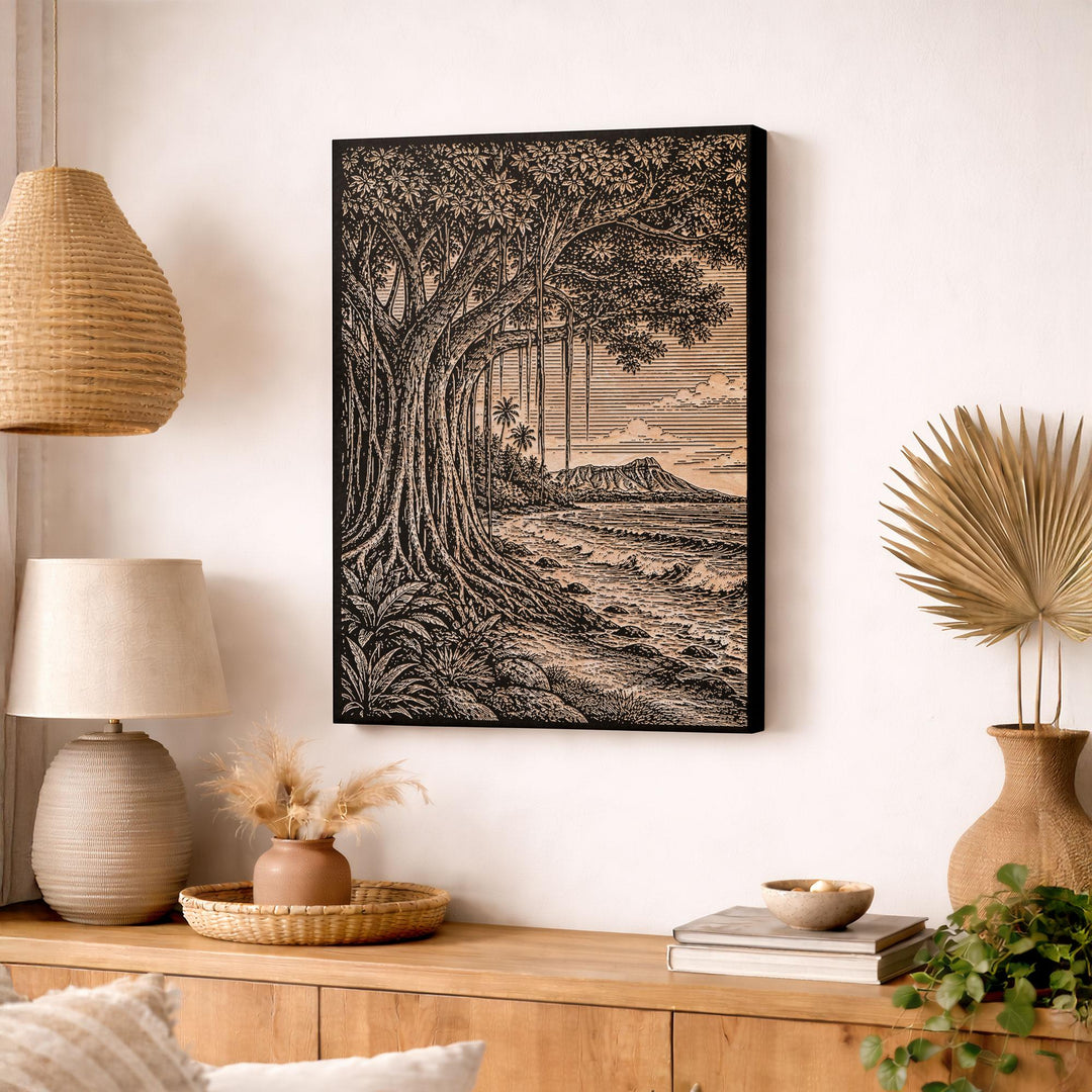 Banyan &amp; Surf Shore Engraved Birch Art Panel