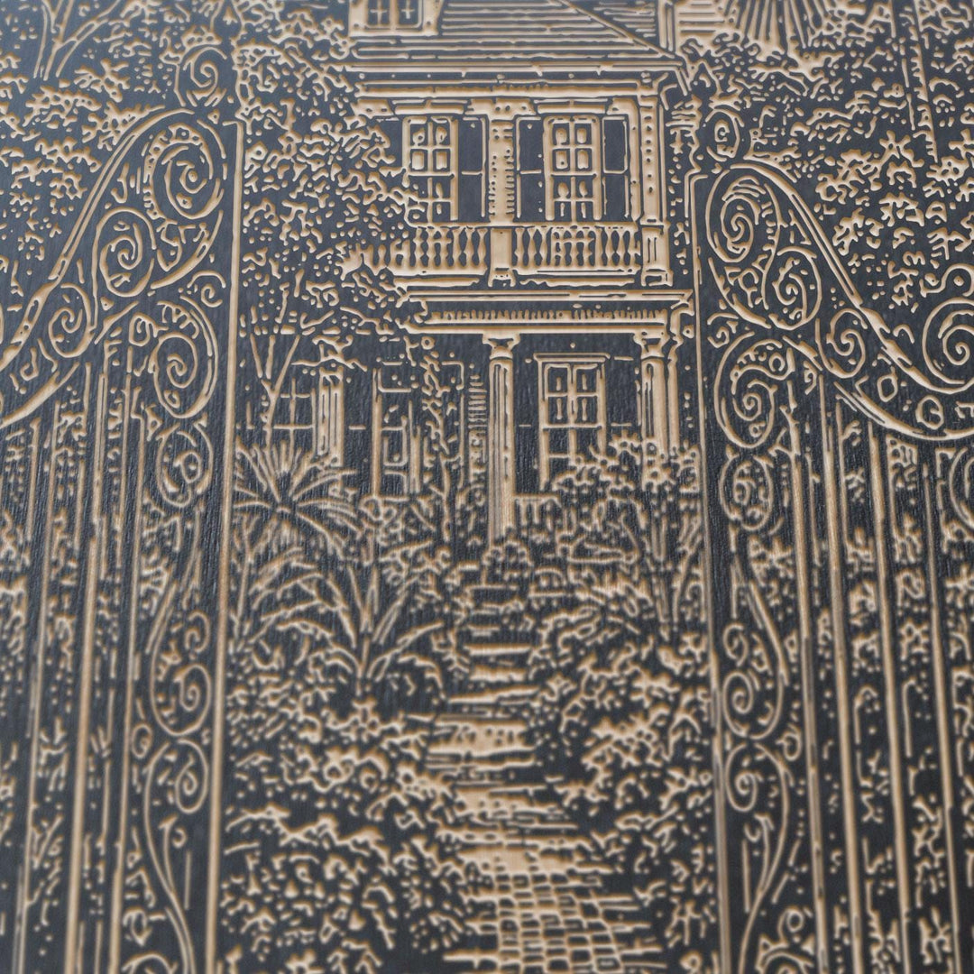 Charleston Garden Gate Engraved Birch Art Panel