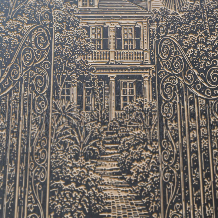Charleston Garden Gate Engraved Birch Art Panel
