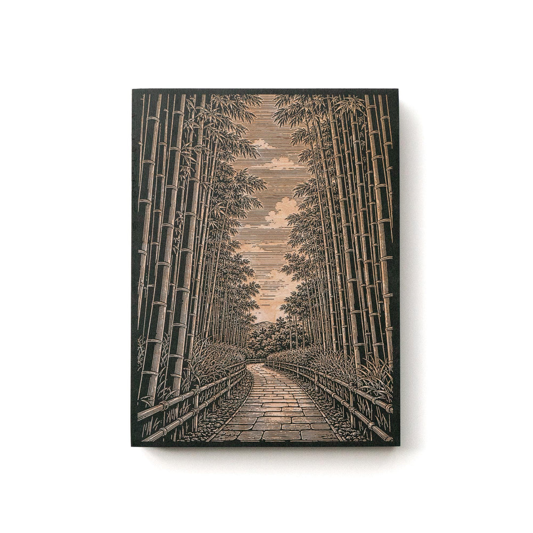 Kyoto Bamboo Grove Path Engraved Birch Art Panel
