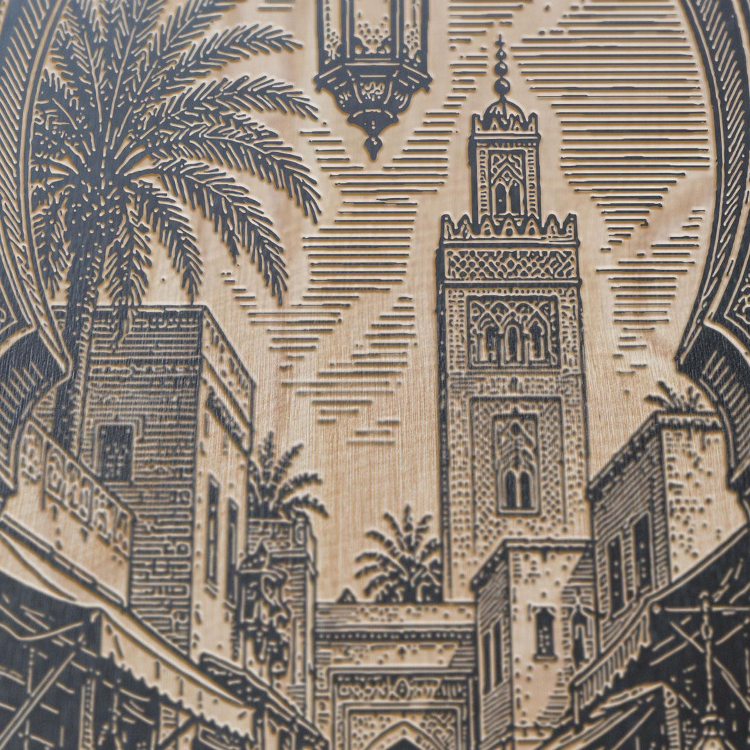 Marrakech Medina Archway Engraved Birch Art Panel