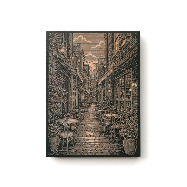 Melbourne Laneway Cafe Engraved Birch Art Panel