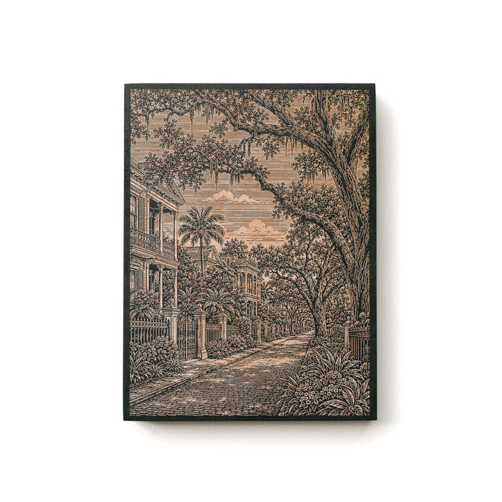 New Orleans Garden District Street Engraved Birch Art Panel