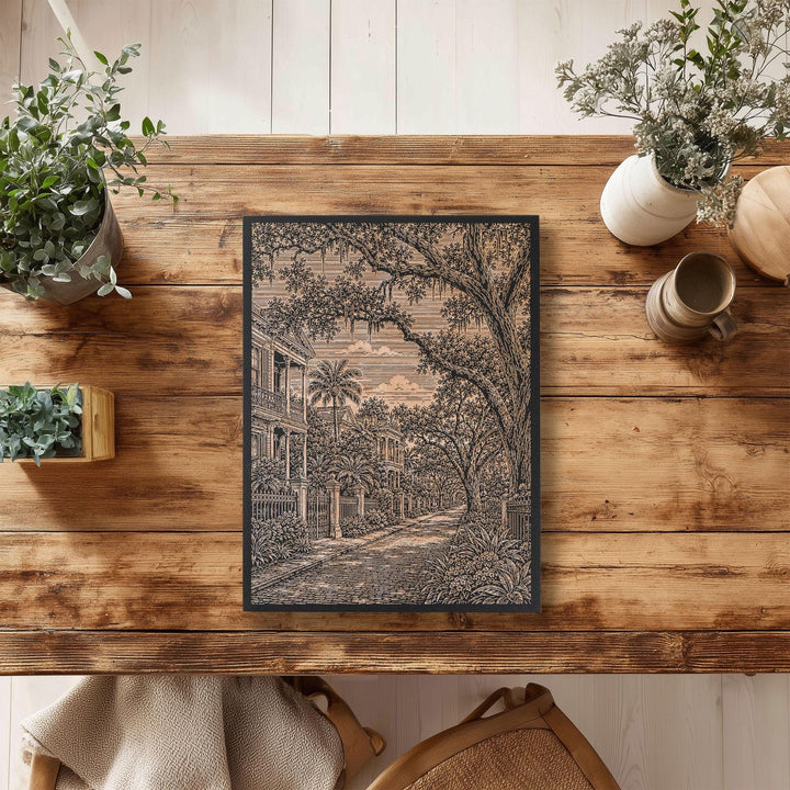 New Orleans Garden District Street Engraved Birch Art Panel