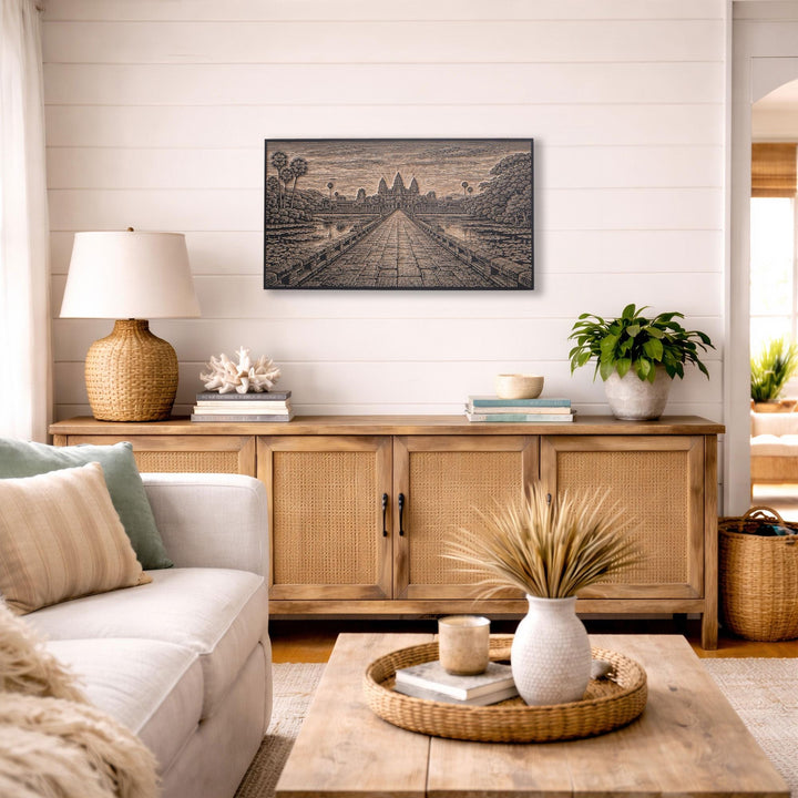 Angkor Wat Engraved Birch Art Panel