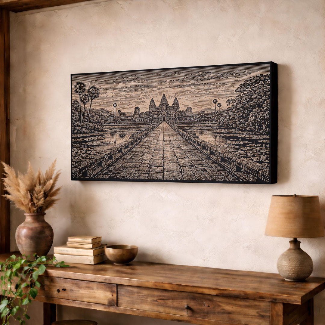 Angkor Wat Engraved Birch Art Panel