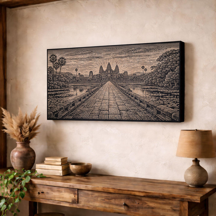 Angkor Wat Engraved Birch Art Panel