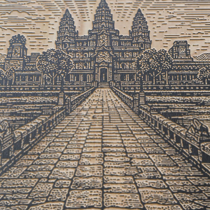 Angkor Wat Engraved Birch Art Panel