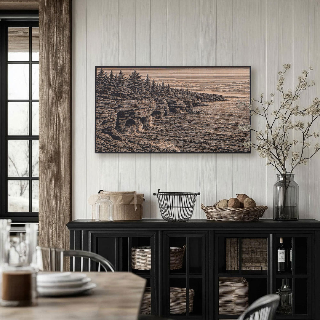Apostle Islands Sea Caves Engraved Birch Art Panel