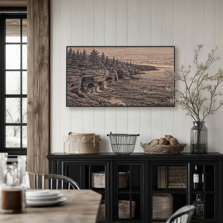 Apostle Islands Sea Caves Engraved Birch Art Panel