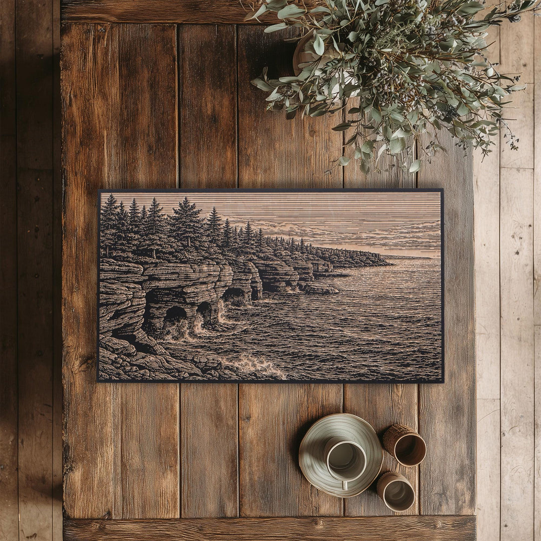 Apostle Islands Sea Caves Engraved Birch Art Panel
