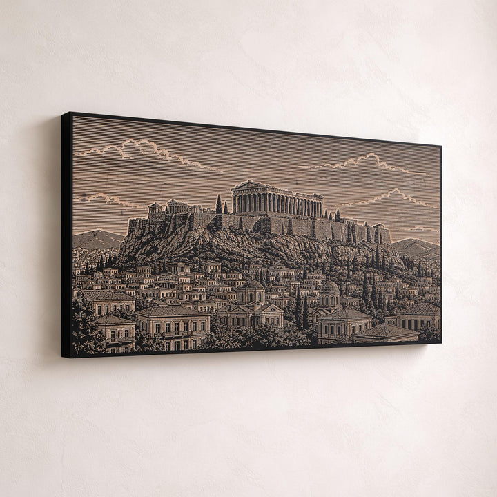 Athens Acropolis Engraved Birch Art Panel