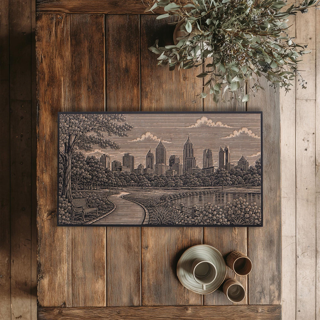 Atlanta Piedmont Park Engraved Birch Art Panel
