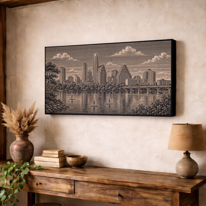 Austin Skyline Engraved Birch Art Panel