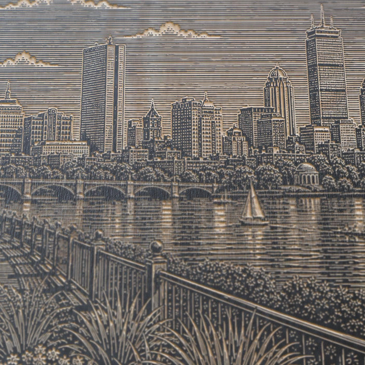 Boston Charles River Engraved Birch Art Panel